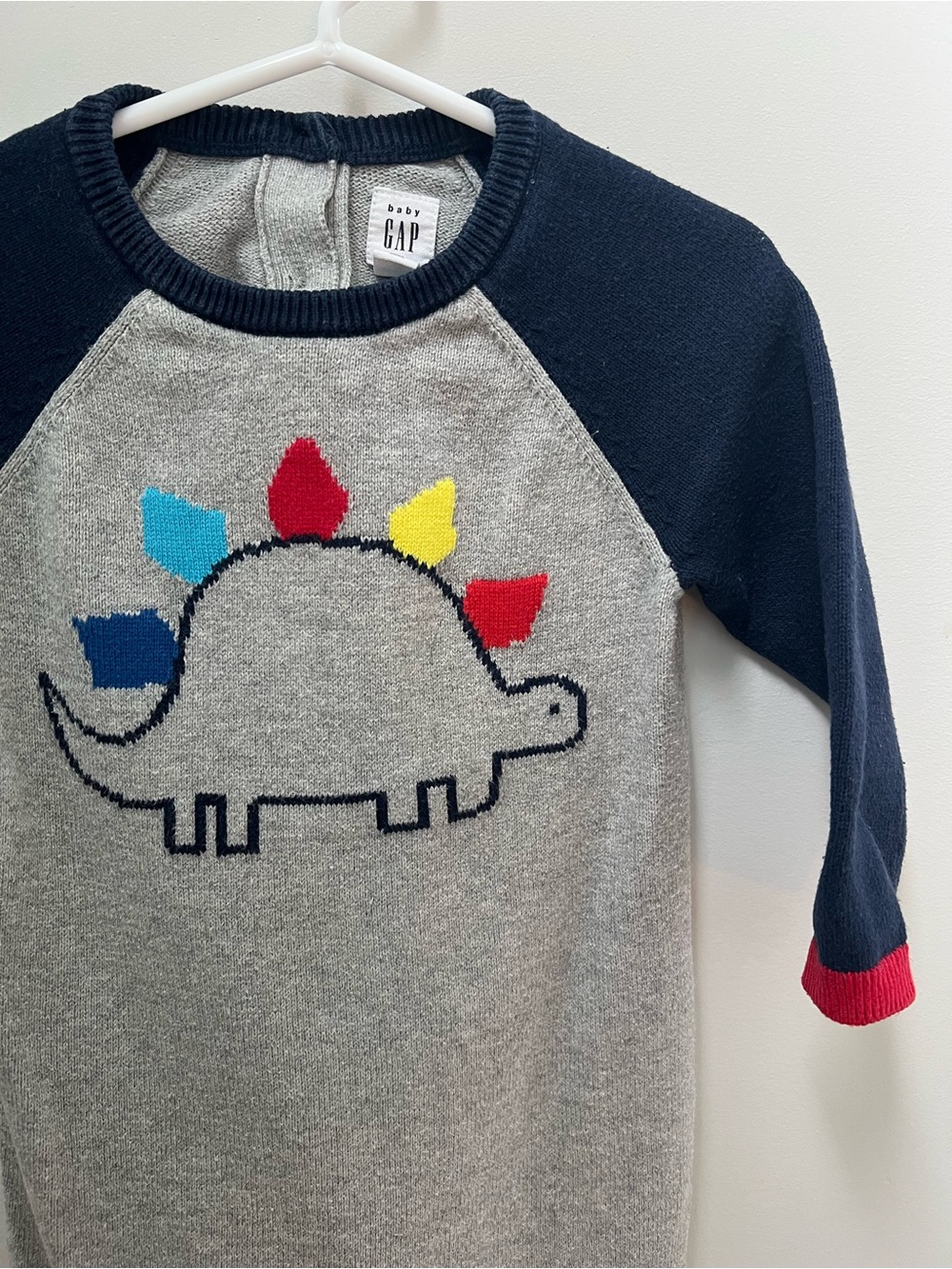Gray Knit Dinosaur Sweater one piece with Colourful Spines